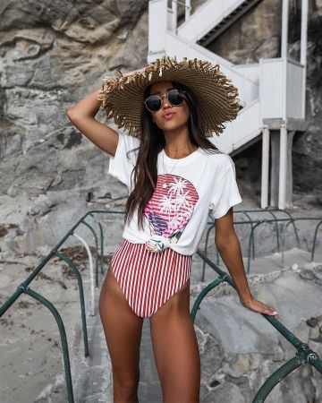 Rays Sun Hat of Danielle Brown on the Instagram account @danielleebrownn