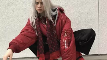 VETE­MENTS food dock­ing jacket worn by Billie Eilish in Billie Eilish - Funny Moments