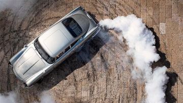 Aston Martin DB5 (1964) car driven by James Bond 007 (Daniel Craig) in In Matera, Italy as seen in No Time to Die
