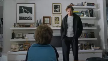 Gray T-shirt of Daniel (Liam Neeson) in Love Actually
