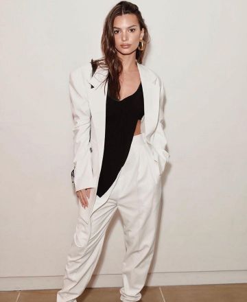 Proenza Schouler Léger Drapé High Rise Pantalons portés par Emily Ratajkowski Proenza Schouler défilé du 11 février 2020