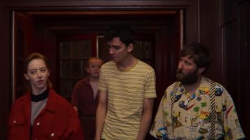 Bowling printed shirt worn by Mr. Hendricks (Jim Howick) as seen in Sex Education (S02E02)