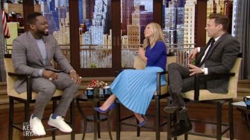 Gianvito rossi Blue Suede Pumps worn by Kelly Ripa on LIVE with Kelly and Ryan February 11, 2020