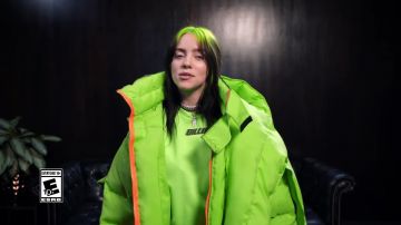 Neon green puffer jacket worn by Billie Eilish for her Billie Eilish Surprises Her Biggest Fans | Just Dance 2020