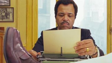 Gold signet ring worn by Roebuck Wright (Jeffrey Wright) as seen in The French Dispatch of the Liberty, Kansas Evening Sun