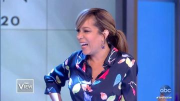 Peter pilotto Flo­ral Print Satin Mi­di Shirt­dress worn by Sunny Hostin on The View February 12, 2020