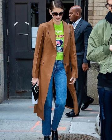 De Loin, Sofia de Cheville en Cuir des Bottines portées par Kaia Jordan Gerber Arrivant à la Michael Kors Montrer le 12 février 2020