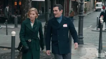 Green Wool Trench Coat worn by Claire Dunphy (Julie Bowen) in Modern Family Season 11 Episode 13