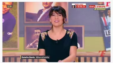 Top de lentejuelas negras de Estelle Denis en L'Équipe d'Estelle