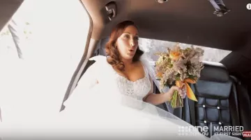 Tie Shoul­der Wed­ding Dress worn by (Poppy Marie) in Married at First Sight Season 7