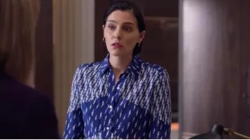 Blue Lightning Bolt Print Blouse worn by Nina (Annabel Scholey) in The Split Season 2 Episode 1