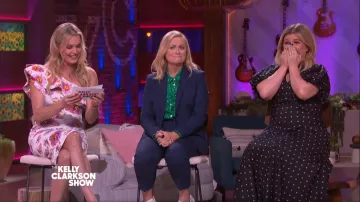 A.P.C. Silk Heart Print Blouse worn by Amy Poehler on The Kelly Clarkson Show February 13, 2020