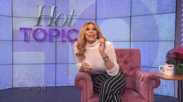 Balmain Striped Stretch Knit Wide Leg Pants worn by Wendy Williams on The Wendy Williams Show February 13, 2020