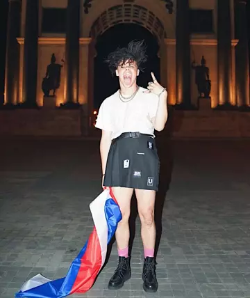 Black Skirt with Patches worn by Yungblud on his Instagram account @yungblud