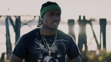 Dragon & Tiger Yin & Yang Skull Tie Die T-shirt worn by Blink (Shameik Moore) as seen in Cut Throat City