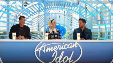 Ashish Faux Pearl-em­bell­ished Se­quined Geor­gette worn by Katy Perry on American Idol February, 2020