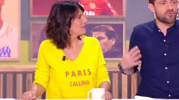 El jersey de cuello en V ajustado, 100% cachemira, Paris Calling de Estelle Denis en L'Équipe d'Estelle el 17.02.2020