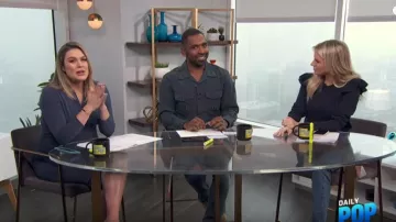 Veronica beard Earl de l'Épaule à Volants Cable Knit Pull porté par Morgan Stewart sur E! News Du 18 Février 2020