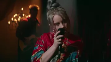 Dragoon Red print t-shirt worn by Billie Eilish in her No Time To Die music video (James Bond 007)