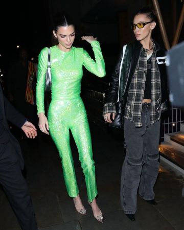 Saks Potts High Waisted Sequin Trousers worn by Kendall Jenner Sony Music Brit Awards Party February 18, 2020