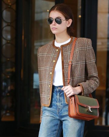 Celine Textile Naturel et de cuir de Veau Sac de Kaia Jordan Gerber sur l'Instagram account @kaiagerber 19 février 2020