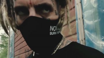  Black mouth mask worn by $crim aka Scott Arceneaux Jr. as seen in NOW I'M UP TO MY NECK WITH OFFERS… by $uicideBoy$