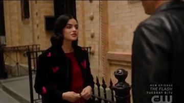 Velvet Heart Bomber Jacket worn by Katy Keene (Lucy Hale) in Katy Keene Season 1 Episode 3