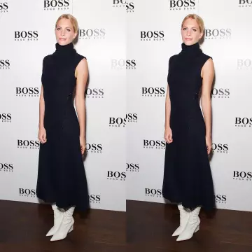 Hugo Boss Black Knitted Dress worn by Poppy Delevingne on her Instagram account @poppydelevingne