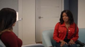 Red Jack­et worn by Ali Finer (Javicia Leslie) in God Friended Me Season 2 Episode 14