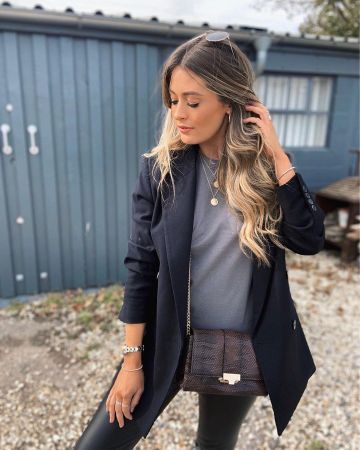 Dou­ble Breast­ed Blaz­er of Charlotte Rose on the Instagram account @modelmouth