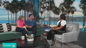 Alice + olivia Rob­bie Bow Neck Silk Blouse worn by Kit Hoover on Access February 24, 2020