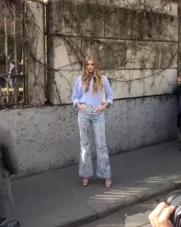 Etro Suede & Ayers Sandals worn by Romee Strijd Etro Show February 21, 2020