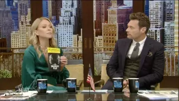Intermix Allison Pleated Wrap Dress worn by Kelly Ripa Live with Kelly & Ryan February 24, 2020