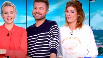 The sweat round neck screen-printed organic cotton chalk of Caroline Ithurbide in William at noon the 20.01.2020