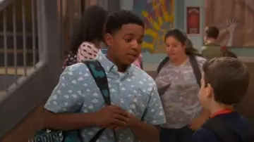 Original Penguin Blue Cloud Print Shirt worn by Booker Baxter (Issac Ryan Brown) in Raven's Home Season 3 Episode 14