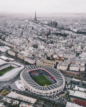 The stadium of the Paris Saint Germain, the Parc des Princes on the account Instagram of @k. mbappe