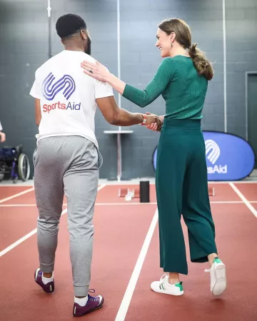 Mango Ribbed Knit Sweater worn by Catherine, Duchess of Cambridge Sportsaid Event in London February 26, 2020