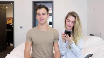 Sand Color T-Shirt worn by Tal Fishman in the YouTube video THE BOYFRIEND TAG w/ Tal Fishman
