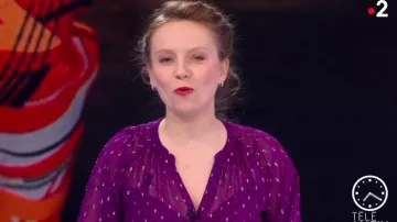 The dress midi col tunisian veil printed Violet by Sophie Brafman in Télématin the 27.02.2020