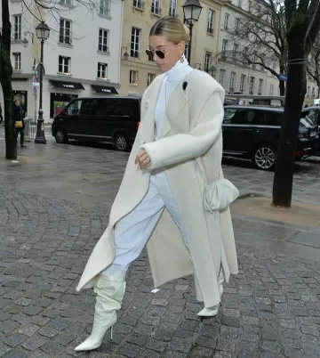 Fenty The Puffer Boots worn by Hailey Baldwin Paris February 27, 2020