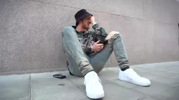 Vintage Torn Jeans worn by Logan Paul in the YouTube video Visiting the Dog that Killed Maverick