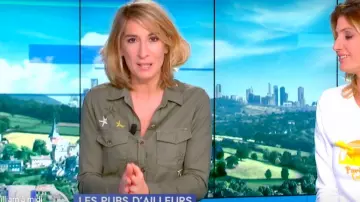 La robe chemise courte col classique ceinturée en coton Kaki de Caroline Delage dans William à midi le 28.02.2020