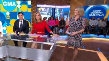 Shoshanna Jodelle Floral Print Blouson Bodice Elbow Sleeve Dress worn by Amy Robach as seen in Good Morning America February 28, 2020