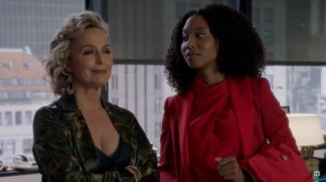 The Camouflage Heavy Satin Shirt Dress of Jacqueline Carlyle (Melora Hardin) in The Bold Type (S04E06)