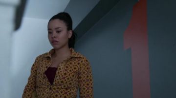 Sofie Print­ed Cor­duroy Cropped Jack­et worn by Mariana Adams Foster (Cierra Ramirez) in Good Trouble Season 2 Episode 17