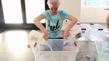 ColorTone Tie Dye Mens T Shirt Share The Love worn by Stephen Sharer in TESTING 100 LAYERS CHALLENGE PRANK on MYSTERY NEIGHBOR!! (Covered in Slime)