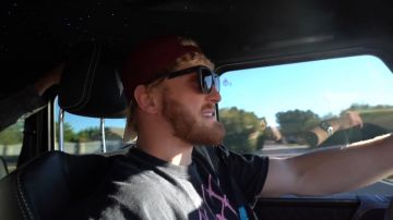 Black wayfarer sunglasses of Logan Paul in Visiting the Dog that Killed Maverick