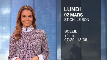 La blouse imprimée de Cali Morales dans Météo de M6 du 01 03 2020