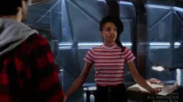 Red Striped Mock Neck Tee worn by Amaya Jiwe (Maisie Richardson-Sellers) in DC's Legends of Tomorrow Season 5 Episode 6