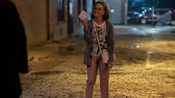 Pink pants worn by Janice (Sally Field) as seen in Dispatches from Elsewhere (Season 1)